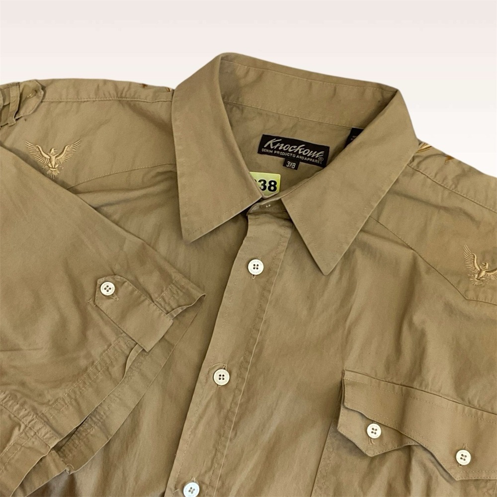 Knockout Denim Products Safari Shirt Eagle Embroidered Button Down Men's‎ 3XB